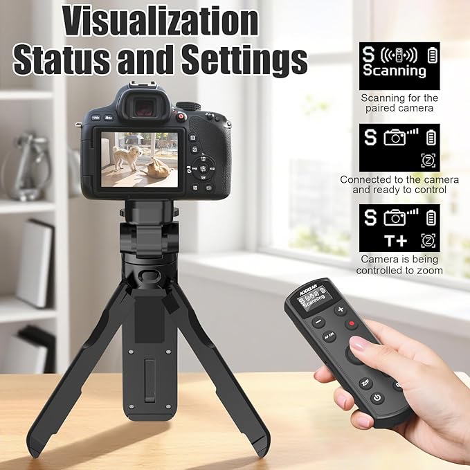 AODELAN for Sony Camera Tripod with Rechargeable Wireless Shutter Release,Shooting Grip Remote Control Handle for ZV-E10,ZV-1F,ZV-1,A7C,A7III,A7R IV,A6100,A6400,A6700,FX30,A9 II,DSC-RX0 II(Black)