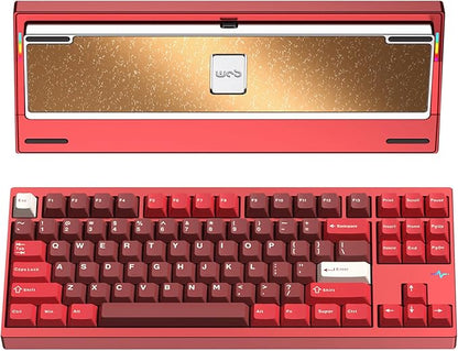 KEEBMONKEY WOBKEY Crush 80 Reboot CNC Aluminum 5-Second Quick-Release Triple-Mode Connectivity Mechanical Keyboard with Superior Acoustics (Pro Red)