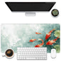 KOAIWPAE Desk Mat, Watercolor Pink Flowers Desk Pad, Green Leaves Flowers Large Gaming Mouse Pad for Desk, 31.5"x15.7" Extended Big Computer Keyboard Mouse Pad with Non-Slip Base and Stitched Edge