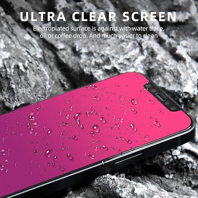 EGKimBa Privacy Screen Protector compatible with iPhone 12 Mini, 5.4 inch Gradient Colorful Electroplated Anti-Spy Anti-Blue Light Easy Installation Tempered Glass