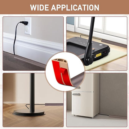 Floor Cord Cover Self Adhesive Cord Hider Floor Extension Cord Covers for Floor Power Cord Protector Cable Management Prevent Cable Trips Cable Cavity 0.59" W x 0.31" H (Brown Walnut Wood, 3.3Ft)