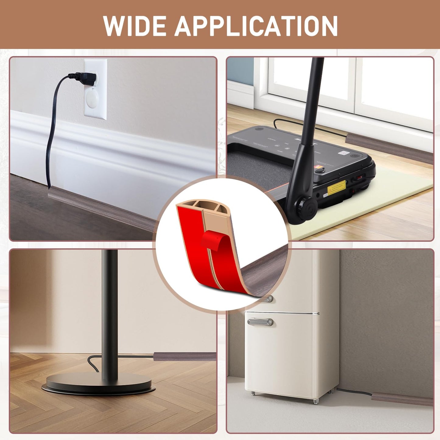 LSGCQ Floor Cord Cover Self Adhesive Cord Hider Floor Cable Management