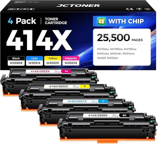 JCTONER 414X Toner Cartridge 4-Pack High Yield with Chip