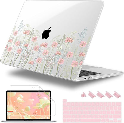 Case for MacBook Pro 13 inch with/Without Touch Bar (2016-2022, M2 A2338 M1 A2289 A2251 A2159 A1989 A1706 A1708), Hard Shell + Keyboard Cover + Dust Plug, Floral C322