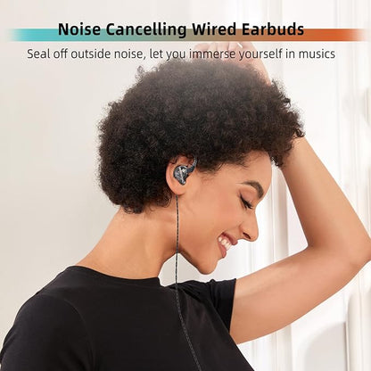 CCZ DC01 Pro in Ear Monitor Headphones, iems for Gaming, Professional Gaming Earbuds Super Bass Wired Earphones with 1DD, Patent Ear fins, Ear tips, for Singers Musicians Podcaster (black without mic)