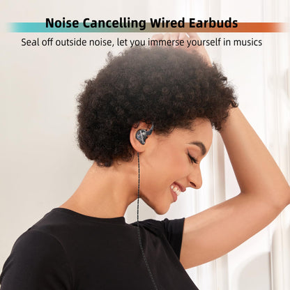 CCZ DC01 Pro Gaming Earbuds, Professional iems for Gaming, Super Bass in Ear Monitor Headphone Wired Earphones with 1DD, Patent Ear fins, Ear tips, for School Student Laptop Podcaster (black with mic)