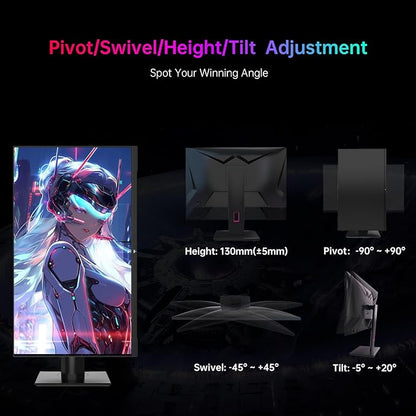 KTC 27'' 240Hz QHD 1440P Gaming Monitor 144Hz 1ms 65W Type C USB DisplayPort HDMI HDR400 Tilt/Height/Pivot/Swivel Fast HVA AdaptiveSync VESA