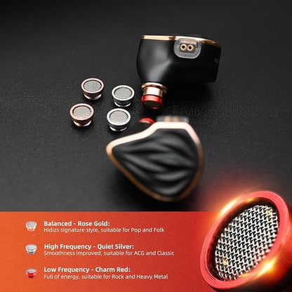 Hidizs MS3 in-Ear Monitors, 2BA+1DD Hybrid IEM Wired Earphones, Includes 3 Pneumatic Tuning Filters - Exclusive Adjustable Soundstage for Instruments, Detachable Cable for Audiophile/Musician 3.5mm
