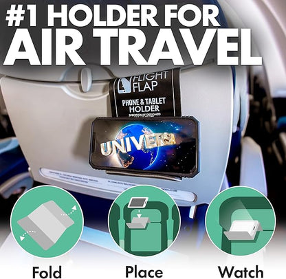 Airplane Phone Holder, Flexible Cell Phone Holder, Folding Cellphone Stand for Desk, Bed, Office, Treadmill - Airplane Accessories Long Flight Travel - Plane Essentials (Original Black)