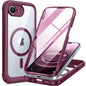 Miracase for Phone 17e Case & iPhone 16e Case, Full-Body Phone with Built-in Glass Screen Protector, [Magnetic with MagSafe] Military Drop Proof 17 E/ 16 E Cover Bumper 6.1 inch, Plum