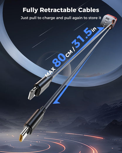 6 in 1 Retractable Car Charger, SUPERONE Smaller Fast Car Phone Charger