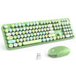 KNOWSQT Wireless Keyboard and Mouse Combo, Green 104 Keys Full-Sized 2.4 GHz Round Keycap Colorful Keyboards, USB Receiver Plug and Play, for Windows, Mac, PC, Laptop, Desktop