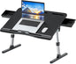 Laptop Bed Tray Table [Luxury PVC Leather], Adjustable Laptop Desk for Bed, Foldable Lap Desk for Laptop with 2 Drawers, Multifunctional Table for Working, Eating, Writing, Gaming, Drawing