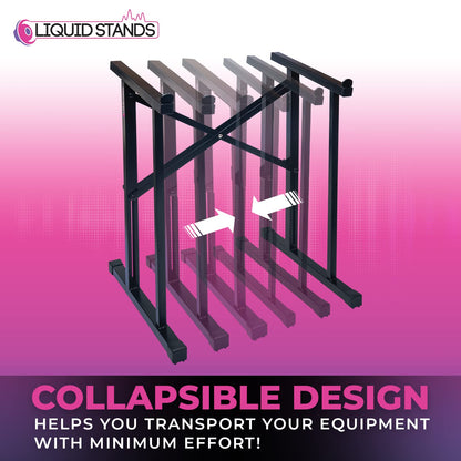 Liquid Stands Portable Audio Mixer Stand - Angled Foldable & Adjustable Studio Music Mixer Synth, MPC Stand For Drum Machines, DJ Turntables, Audio Rack Music Equipment & More