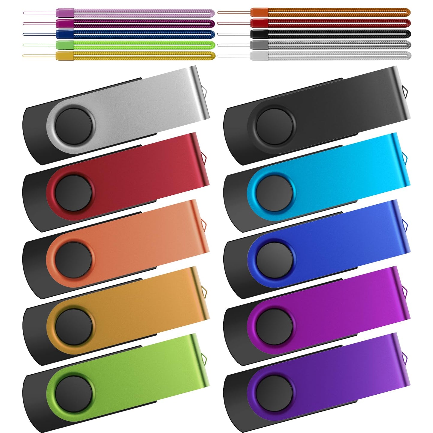 Kepmem 16GB USB 3.0 Multipack - 10pcs Thumb Drives, Metal, Swivel, Zip