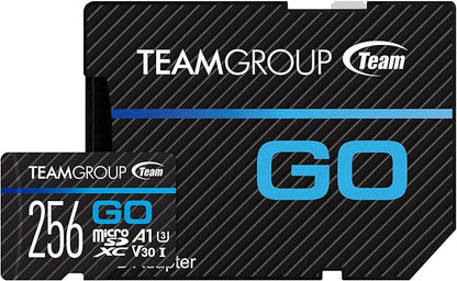 TEAMGROUP GO Card 256GB x 5 PACK Micro SDXC UHS-I U3 V30 4K for GoPro & Drone & Action Cameras High Speed Flash Memory Card with Adapter for Outdoor Sports, 4K Shooting, Nintendo-Switch TGUSDX256GU363