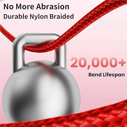 Multi Charging Cable, (2 Pack 4FT) Multi USB Charger Cable 3 in 1 Charging Nylon Braided Fast Charging Cord with Type-C, Micro USB, IP Port for Most Phones/iPhones/Tablets, Red