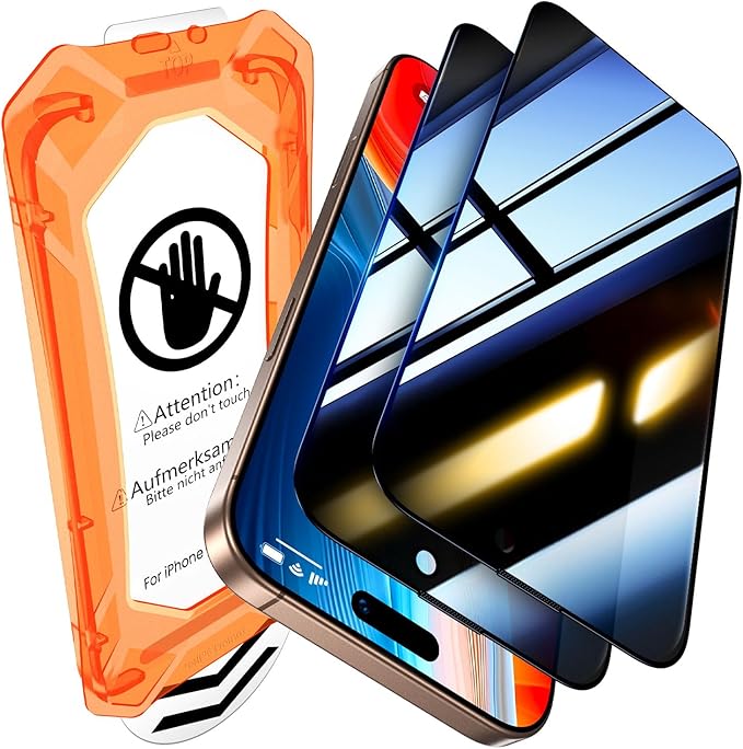 UniqueMe 2 Packs for iPhone 16 Pro Privacy Screen Protector