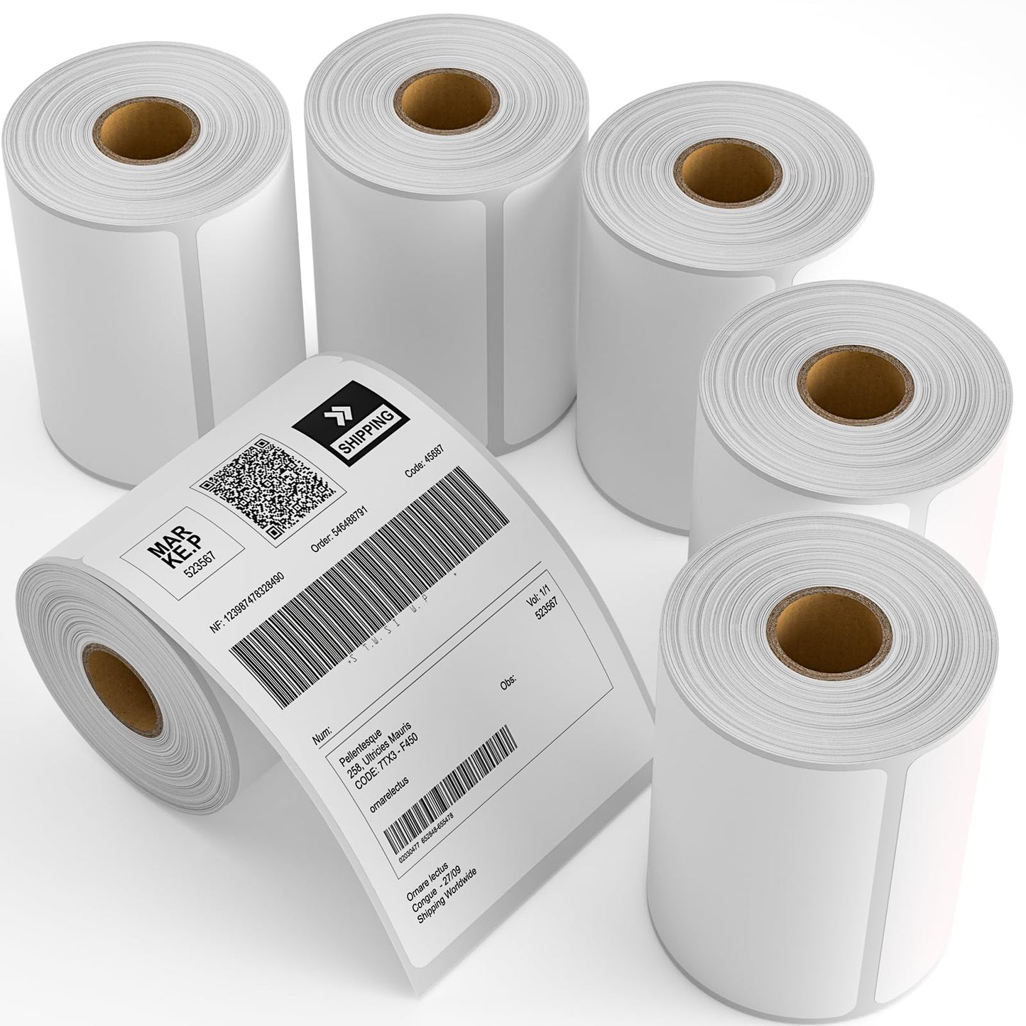 6 Rolls 4" x 6" Direct Thermal Printer Label, 250 Labels/Roll, Total 1500 Thermal Shipping Labels, Strong Adhesive, Commercial Grade, Perforated, Compatible with Most Thermal Printers (NOT for DYMO)