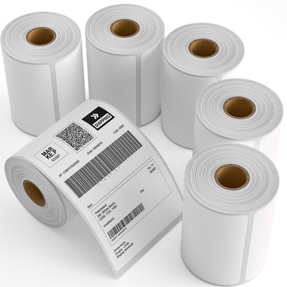 6 Rolls 4" x 6" Direct Thermal Printer Label, 250 Labels/Roll, Total 1500 Thermal Shipping Labels, Strong Adhesive, Commercial Grade, Perforated, Compatible with Most Thermal Printers (NOT for DYMO)