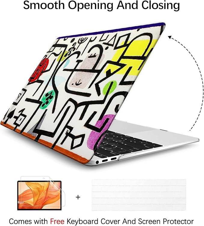 Berkin Arts for MacBook Pro 14 inch Cover A3401 A3185 A3112 A2992 A2918 A2779 A2442 with M4 M3 M2 M1 Chip(2021-2024 Release) Keyboard & Screen Cover Naive Art (Picture of A Journey by Paul Klee)