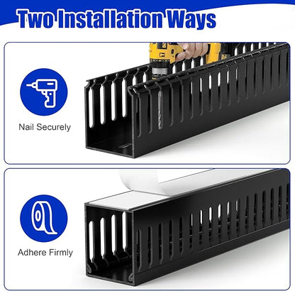 ZhiYo 99in(6X L16.5in) Professional Server Rack Cable Management Raceway, H2in x W2in Cable Raceway Kit, Electrically Safe PVC Open Slot Wire Raceway for Under Desk/Computer/Network Cords, Grey