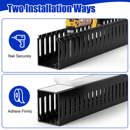 2" H x 2" W Cable Raceway, 99in Under Desk Wire Management Channel, Black