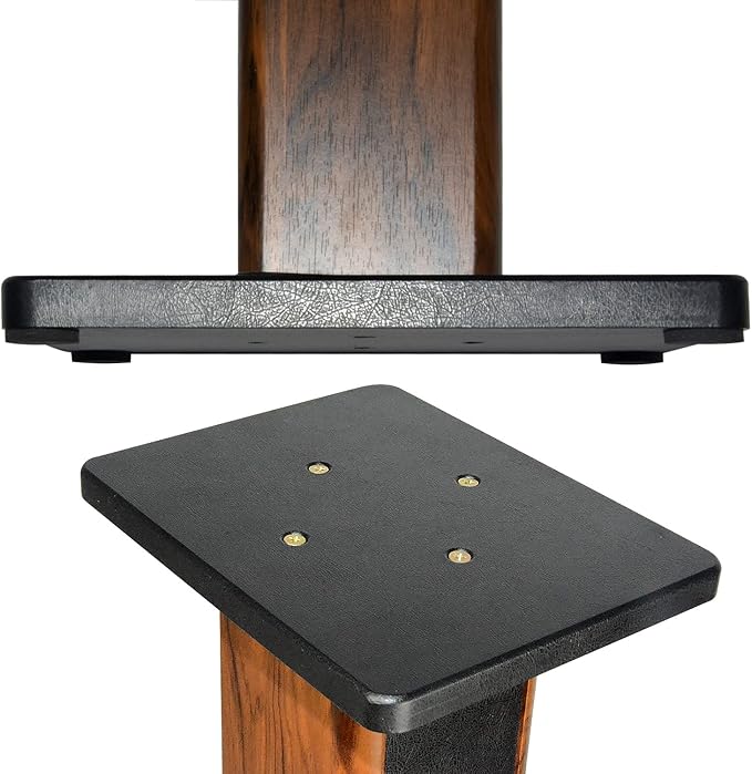 Speaker Stands Wood Grain 28 Inch Universal Floor Speaker Stands Pair Heavy Duty Surround Sound Speaker Monitor Stand for Home Theater with Sand Filling Tuning Function - 1 Pair