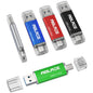 Type C Flash Drive 32GB 10 Pack, ABLAZE Dual USB 2.0+USB C Thumb Drives