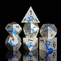 HNCCESG Metal Dragon DND Dice Set,7-Piece RPG Dice,Silver Blue
