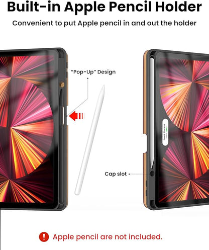 Leather Keyboard Case for iPad Air 5th 4th Generation 10.9 inch Pro 11 1st/2nd/3rd/4th, 7 Color Backlight BT Keyboard Folio with Pencil Holder 2022 2021 2020 2018 (Wine)