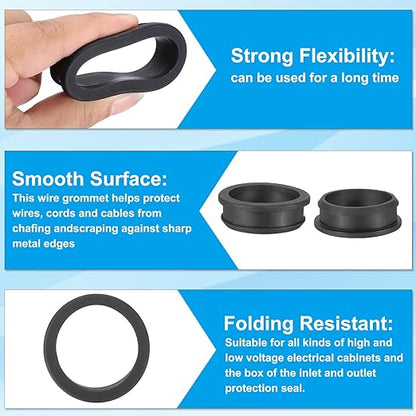 PATIKIL 46.6mm / 1-13/16 Inch Drill Hole,1-9/16 Inch ID Rubber Grommets, 3Pcs Top Hat Grommet for Wiring Eyelet Ring Gasket Automotive Firewall Cable Hole Plugs Wires Protection, Black