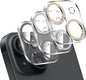 LucBuy 3PCS Sparkling Camera Lens Protector for iPhone 15/iPhone 15 Plus, Full Clear Acrylic Cover with Shiny Colorful Glitter Designed Decoration Back Camera Protector