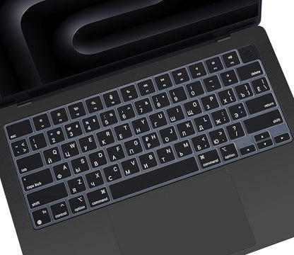 Russian Keyboard Cover Skin for 2024 2023 2022 2021 Apple MacBook Pro 14 A3112 A3401 A3185 A2992 A2918 A2442 A2779, MacBook Pro 16 A3403 A3186 A2991 A2485 A2780 M4 M3 M2 M1 Pro Max Protector-Black