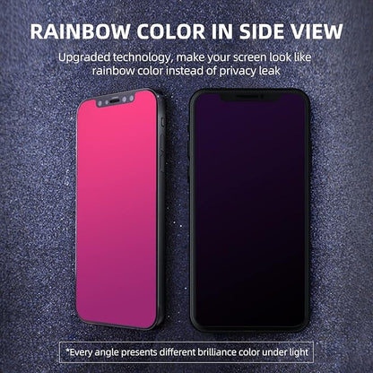 EGKimBa Privacy Screen Protector compatible with iPhone 11 Pro Max/iPhone XS Max, 6.5 inch Gradient Colorful Electroplated Anti-Spy Anti-Blue Light Easy Installation Tempered Glass