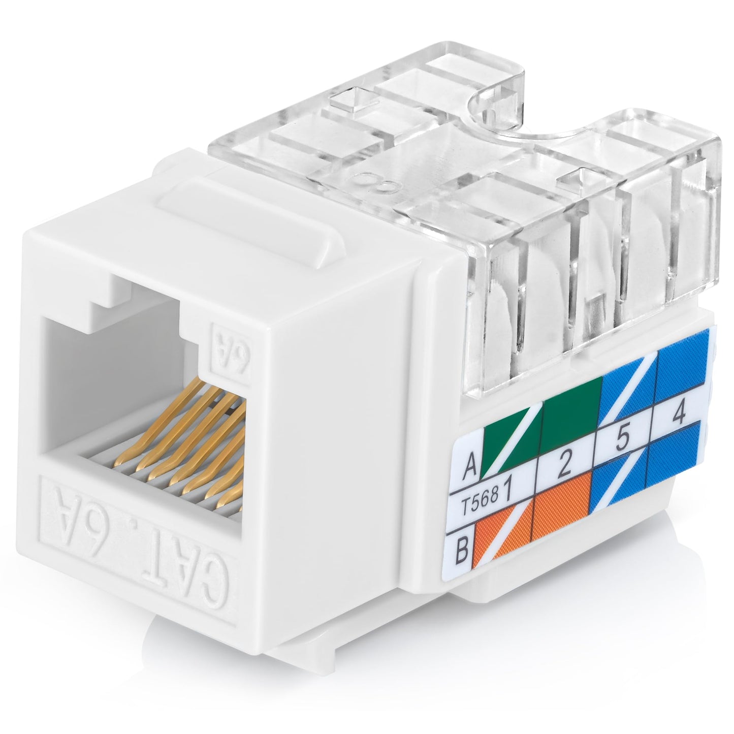 Everest 90 Degree RJ45 Cat6A Keystone Jacks Slim Profile 50-Pack White