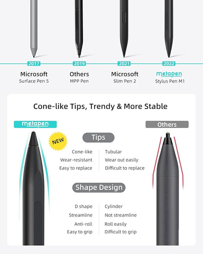 Metapen Stylus Pen M1 for Microsoft Surface (75-Day Battery Life, Smooth Writing), Compatible with Surface Pro 11/10/X/9/8/7/6/5/4/3/Book 3/Laptop 4/Studio 2, ASUS VivoBook Flip 14 for Students&Doers