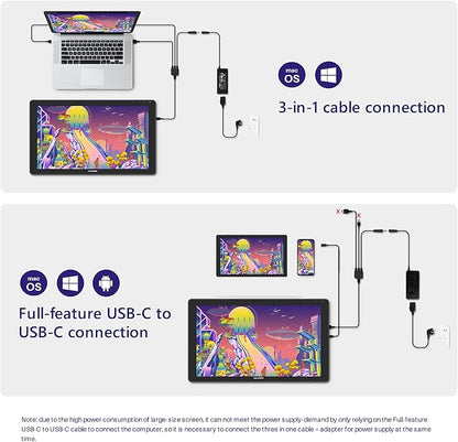 HUION Kamvas 24 Plus 2.5K QHD Graphic Drawing Tablet with Screen, 140%sRGB Full-Laminated QD Drawing Monitor with Battery-Free Stylus 8192 Pen Pressure Tilt for PC, Mac, Android, 23.8inch Pen Display