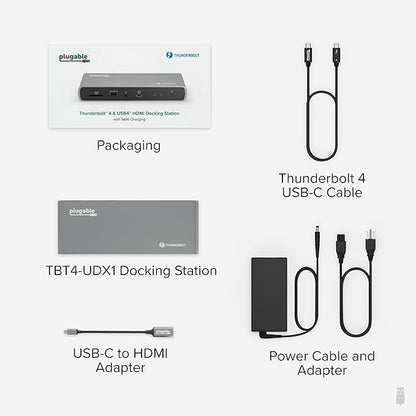 Plugable Thunderbolt 4 Dock for Dual 4K or 8K Display – 100W Charging Docking Station for MacBook Pro and Windows Laptops with 11 Ports, 3X Thunderbolt, Ethernet, USB, and SD Card (TBT4-UDX1)