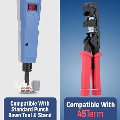 Everest 45° Angled RJ45 Cat6A Keystone Jacks 50-Pack in Gray - Slim Profile Female RJ45 Connectors - Cat 6A Keystone Jack - Compatible with 45° Angled Speed Termination Tool - 45Term (B0BL3GS7ZY)