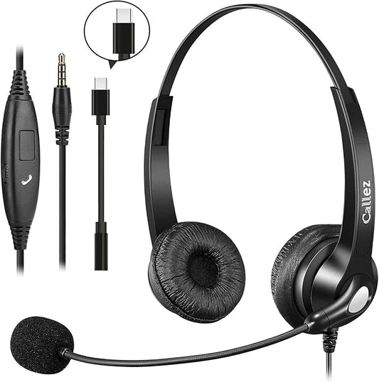 Callez Wired Computer Headset for PC Laptop Mac iPhone Samsung Zoom Teams