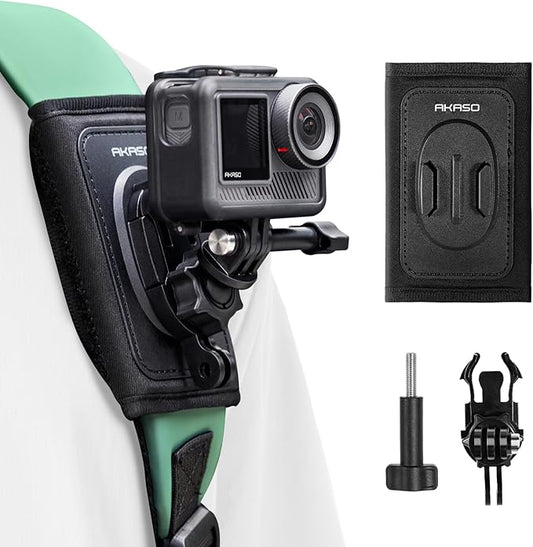 AKASO Quick Release Backpack Strap Mount for Gopro 13 12 11 10 9, EK7000/EK7000 Pro/Brave 4/Brave 4 Pro/Brave 7 LE/Brave 7/Brave 8 and Other Action Cameras
