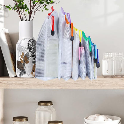 32pcs Mesh Zipper Pouch Bags, 8 Sizes, 8 Colors Zipper Pouches for Organizing, Board Game Storage, Travel, School Office