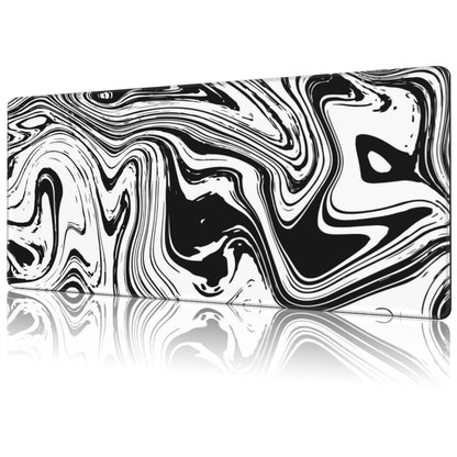 NIYLYNSYN Mouse Pad Large Black and White Fluid Non-Slip Gaming Desk Mat with Stitched Edge Laptop Keyboard Desk Pad for Work Home Gaming (35.4 x 15.7 Inches)