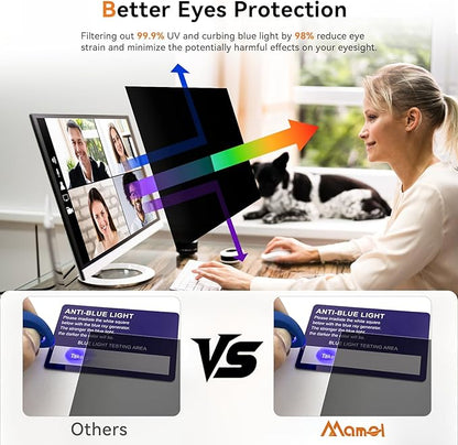 Mamol 21.5 Inch Computer Privacy Screen - Removable Anti Blue Light Glare Filter, Anti-Scratch Protective Film