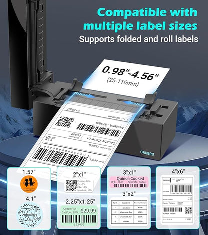 ORGBRO Bluetooth Thermal Shipping Label Printer, Z1-Plus Wireless 4X6 Shipping Label Printer for Small Business Office or Home Support iPhone Android Windows macOS Chrome Amazon Ebay Shopify USPS