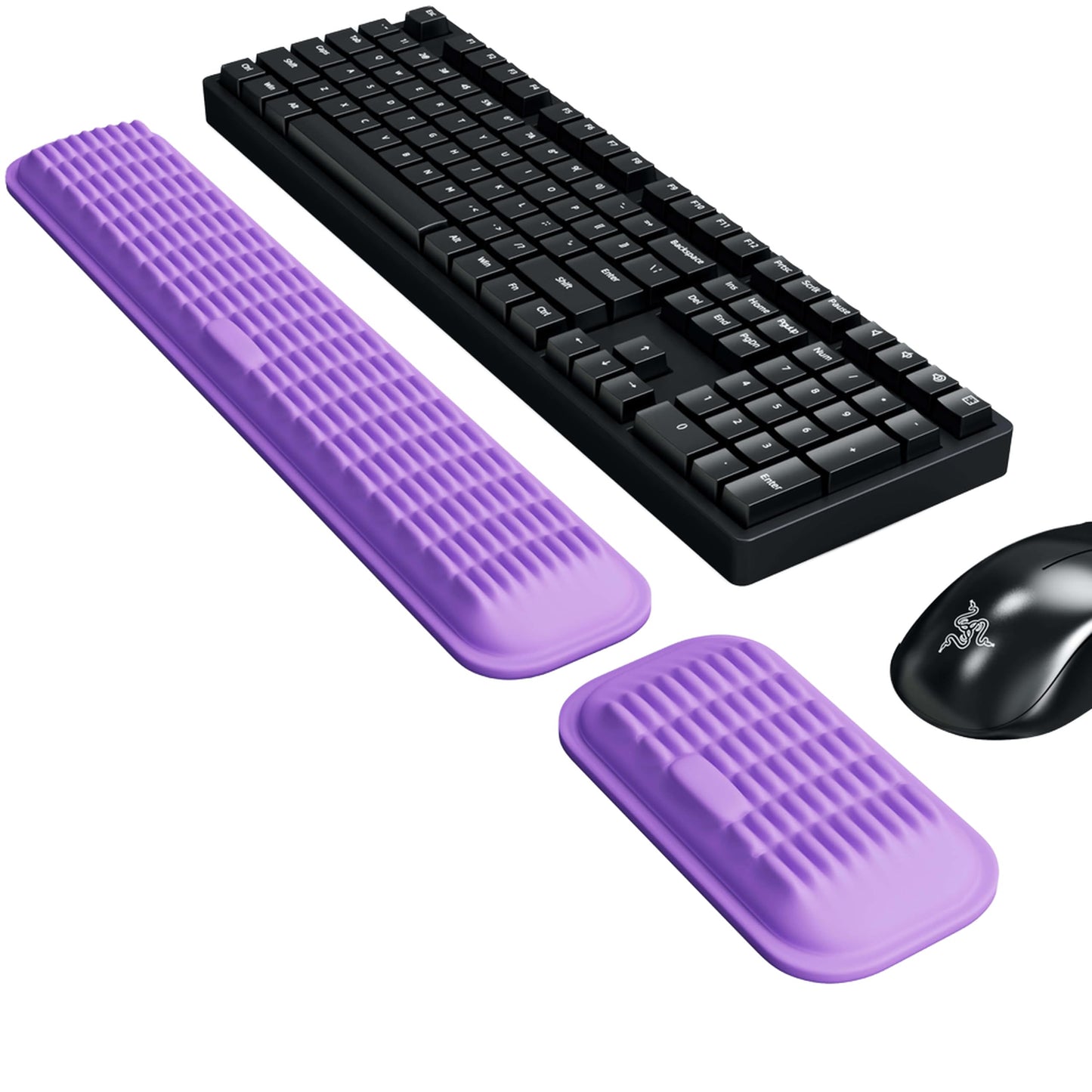 MEKASS Ergonomic Wrist Rest for Keyboard and Mouse, Soft Memory Foam Keyboard Wrist Rest Set with Non-Slip Silicone Base, Easy Typing, Pain Relief, Comfort for Office, Work, Gaming (Purple)