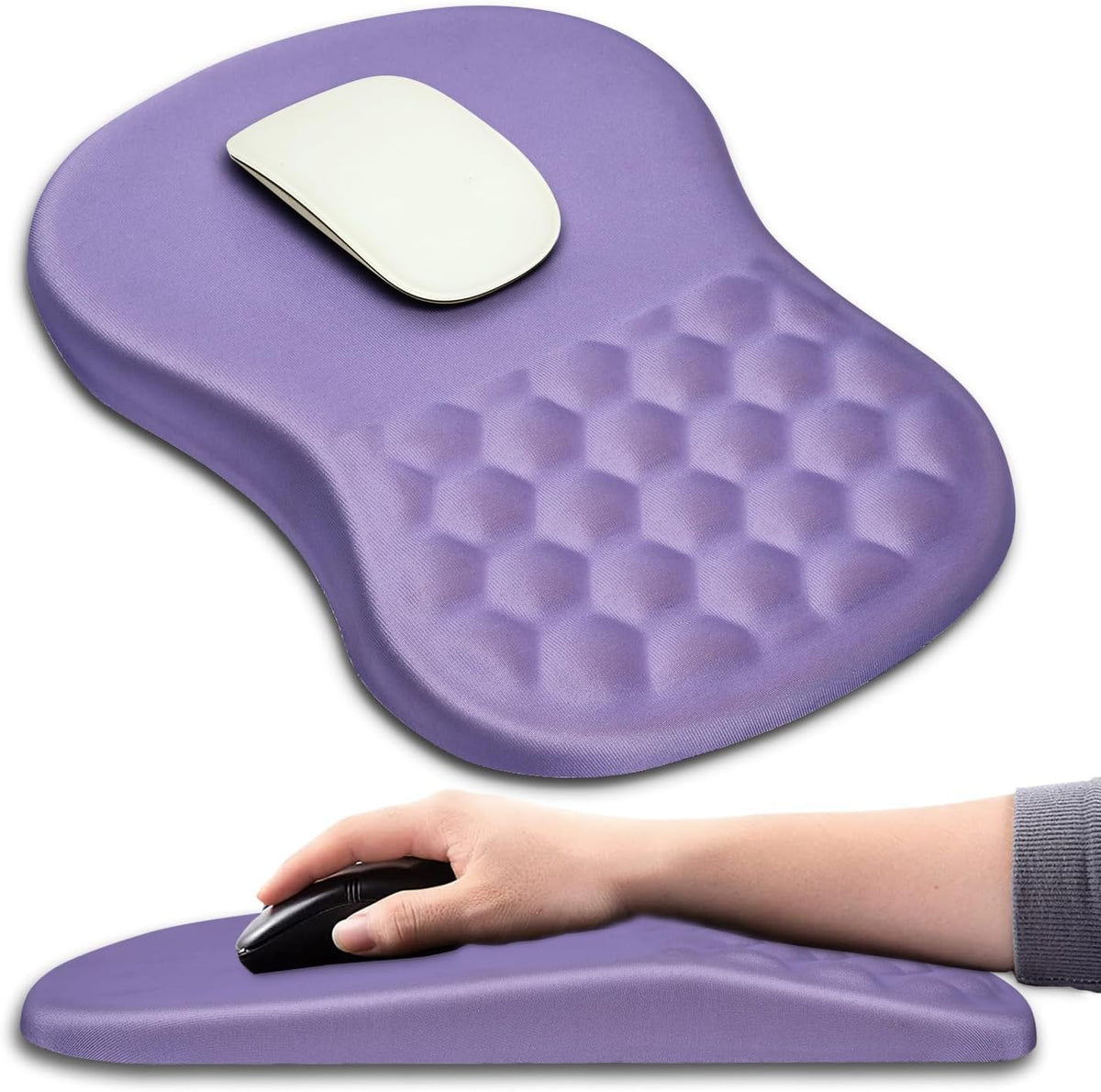 Hokafenle Ergonomic Mouse Pad Wrist Support with Massage Design, Wrist Rest Pain Relief Mousepad with Memory Foam&Non-Slip PU Base, Mouse Pads for Wireless Mouse & Desk (12x8 inch,Olive Green)