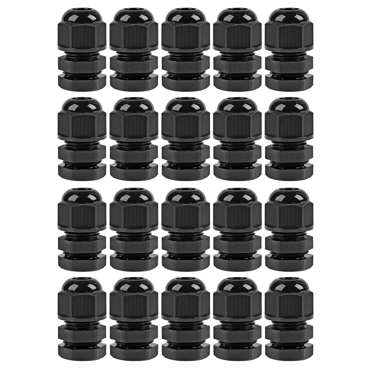 XHF 5 Pcs 3/4" IP68 Strain Relief Nylon Cord Grip NPT Cable Glands Adjustable UL Listed and RoHS Compliant (Black)