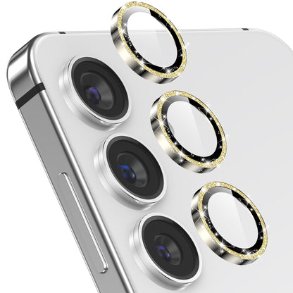 YWXTW Camera Lens Protector for Samsung Galaxy S24 / S23 / S23 Plus, [NOT for S24 Plus] 9H Tempered Glass Metal Individual Ring Camera Screen Protector for S24 Accessories (Gold Glitter)